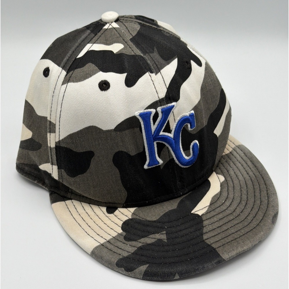 New Era 59FIFTY KC Royals Fitted Hat Camo Baseball Cap size 8